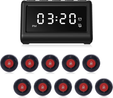 CallToU Wireless Calling System Caregiver Pager for Nurses Station 10 Waterproof Alert Call Buttons with 1 Display Receiver for Clinic Restaurant Nursing Home Patients Seniors CallToU